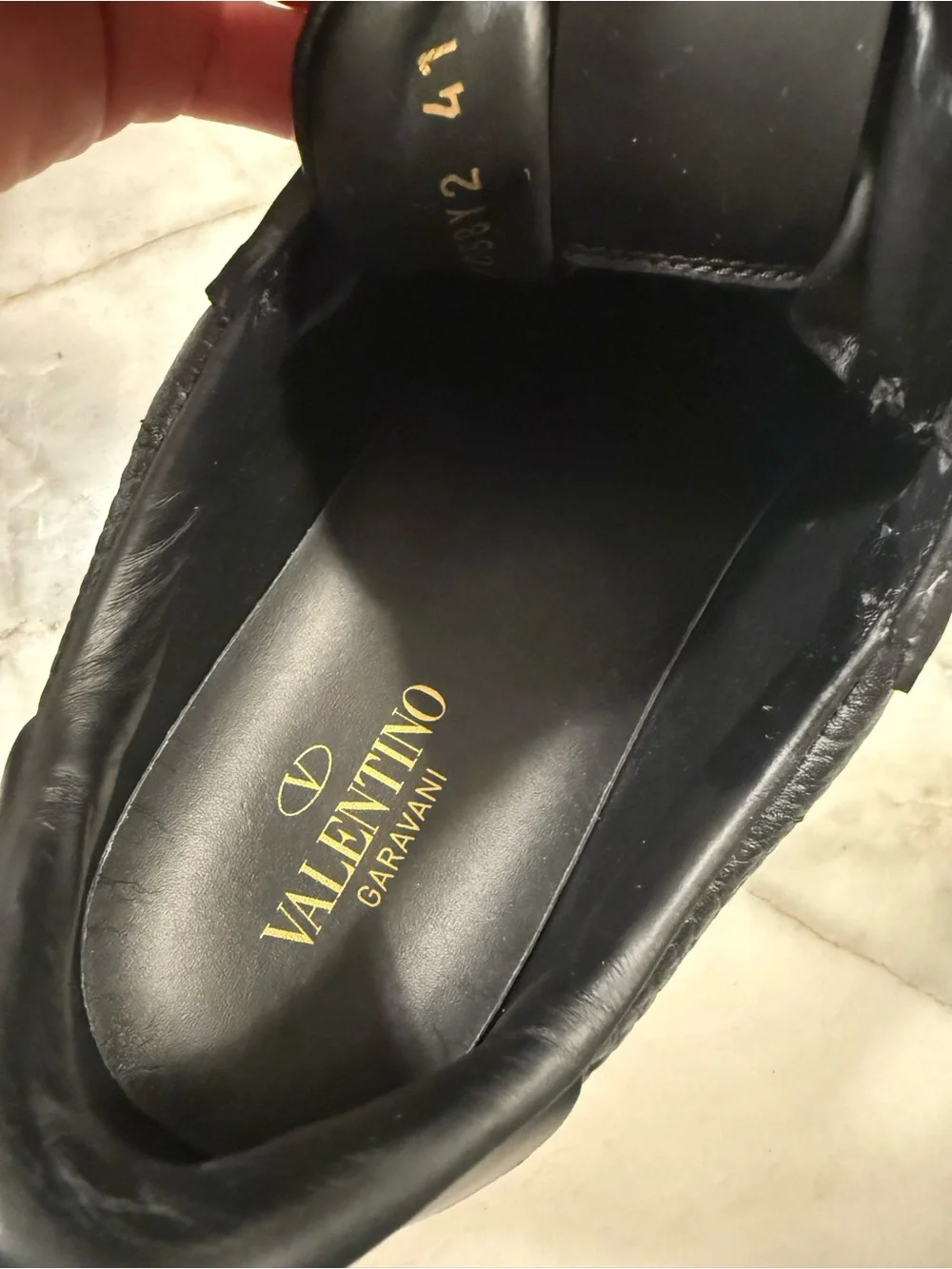 Valentino Garavani Black and White VLTN Strap Sneakers. Never worn